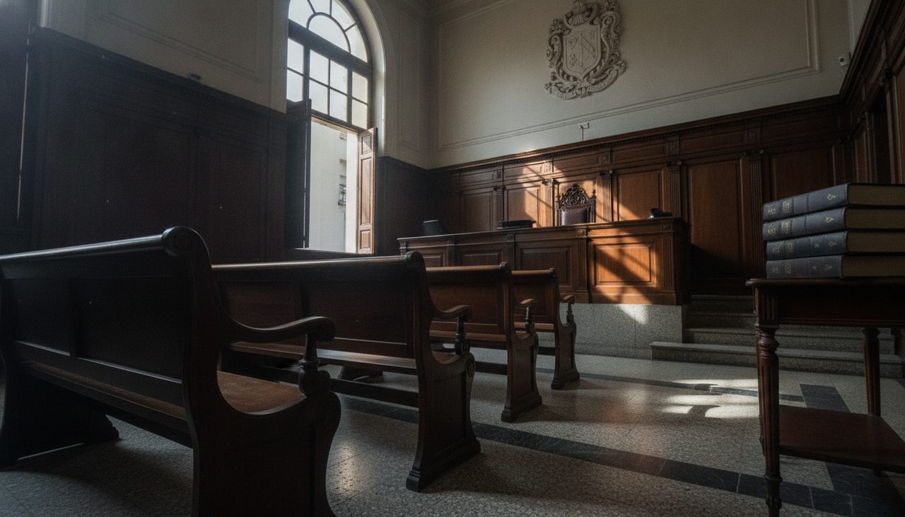 Sala de audiência vazia representando audiência de custódia prazo legal brasileiro