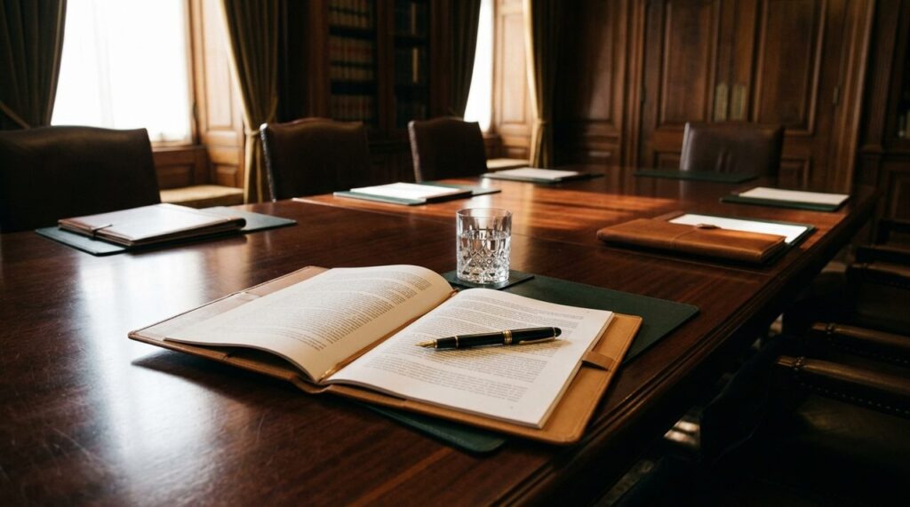 Documento de acordo de colaboração premiada sobre mesa de negociação jurídica